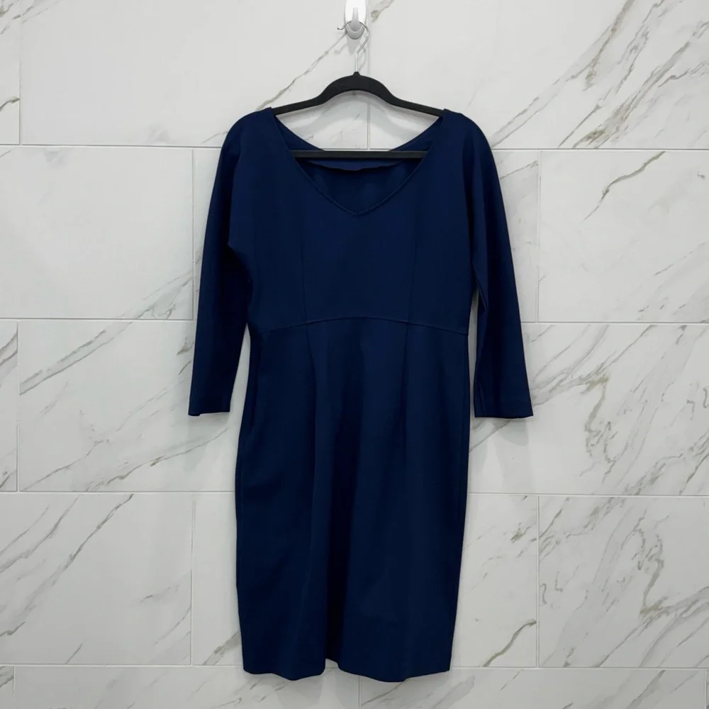 Piazza Sempione - Navy Long Sleeve V-Back Dress - Picture 11 of 11